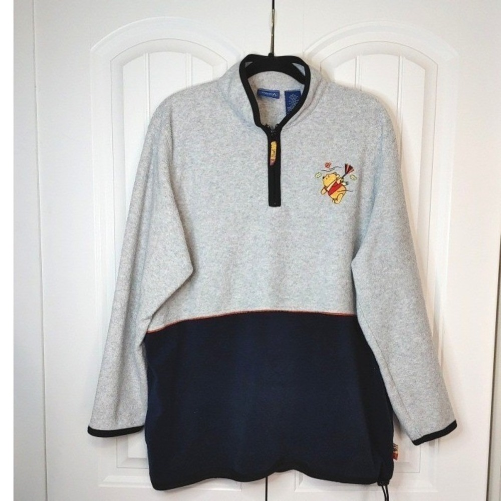 Vintage 90s Embroidered Winnie The Pooh Fleece Sweater Pockets Size XL Unisex